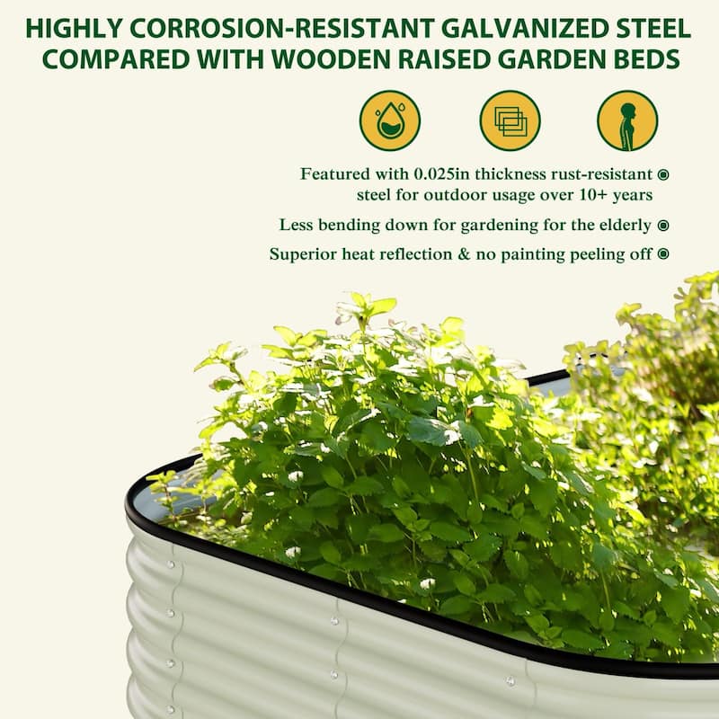 VEIKOUS Modular Metal Raised Garden Bed, Corrosion-Resistant Steel, Outdoor Planter Box for Vegetables, Flowers & Herbs