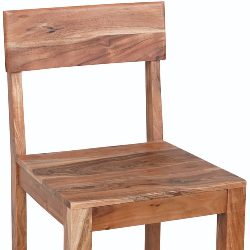 Brown Solid Wood Bar Height Chair with Full Back and Footrest
