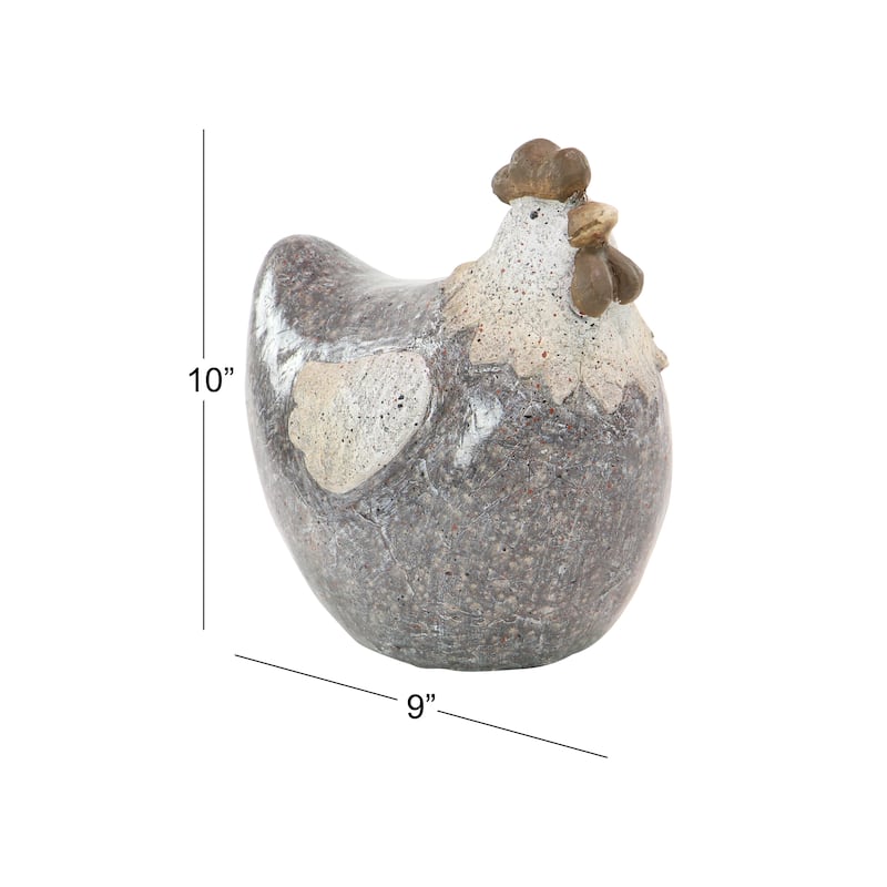 Gray Polystone Indoor Outdoor Chicken Decorative Garden Sculpture