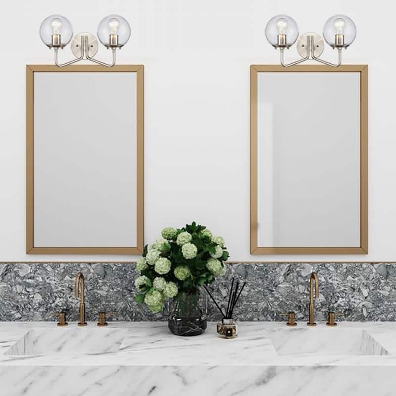 2 Light Wall Sconce in Satin Nickel and Gold with Opal Etched and Seedy Glass - W:25.59*H:9.33*E:8.19 - Satin Nickel