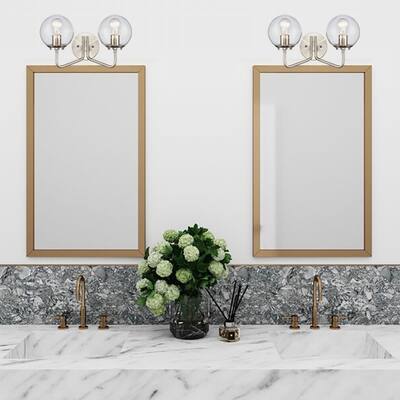 2 Light Wall Sconce in Satin Nickel and Gold with Opal Etched and Seedy Glass