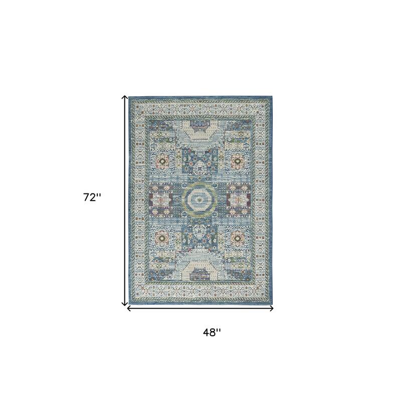 Jimi Power Loomed Distressed Non Skid Area Rug By HomeRoots - 72' X '48' X '0.5