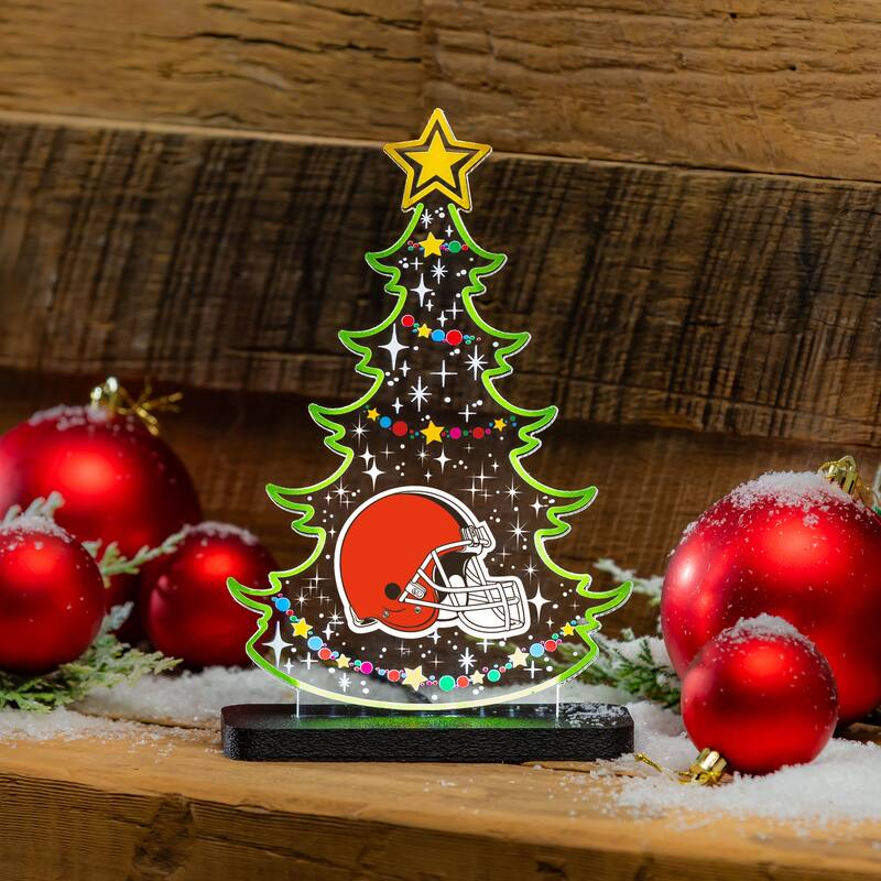 10" LED Tabletop Christmas Tree Desklite Sign, Cleveland Browns