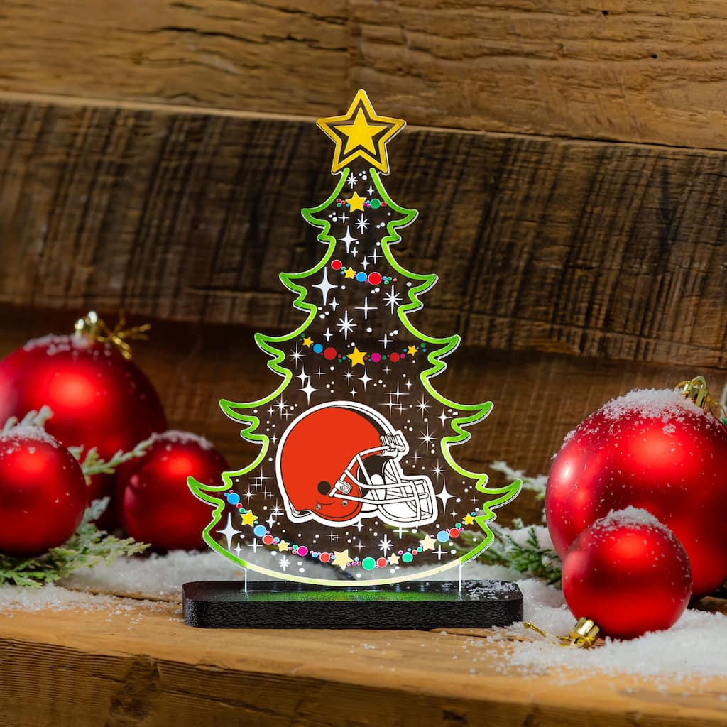 10" LED Tabletop Christmas Tree Desklite Sign, Cleveland Browns