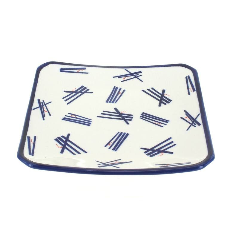 Blue Rose Polish Pottery 2040 Zaklady Square Dessert Plate