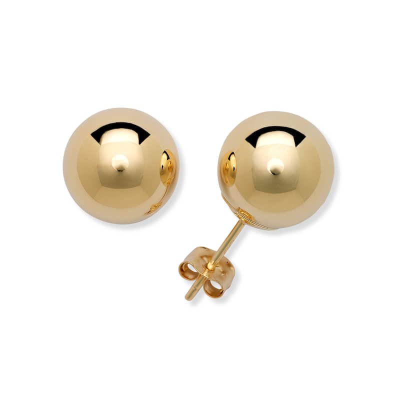 Curata 14k Yellow Gold Polished Classic Ball Pushback Stud Earrings - 2mm-10mm