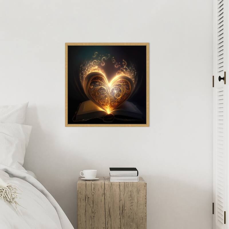 The Illuminated Heart by Jake Fouracre Framed Canvas Wall Art Print - Sylvie Bright Gold