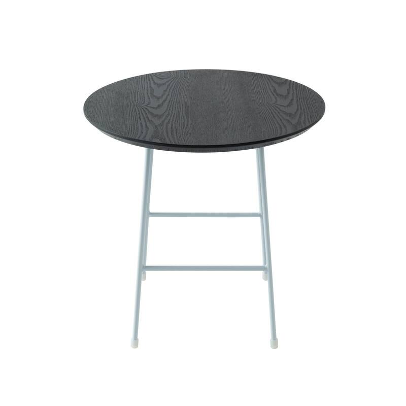 Rossmore Round Side Table MDF Wood Tabletop and White Stainless Steel Frame Accent End Tables