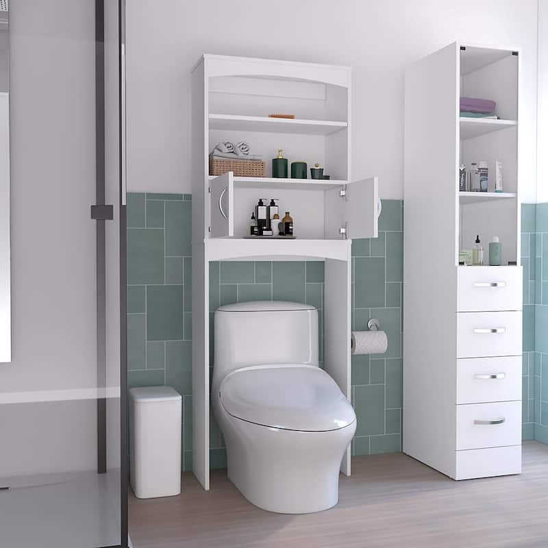 Over The Toilet Cabinet With Double Door And Two Shelves