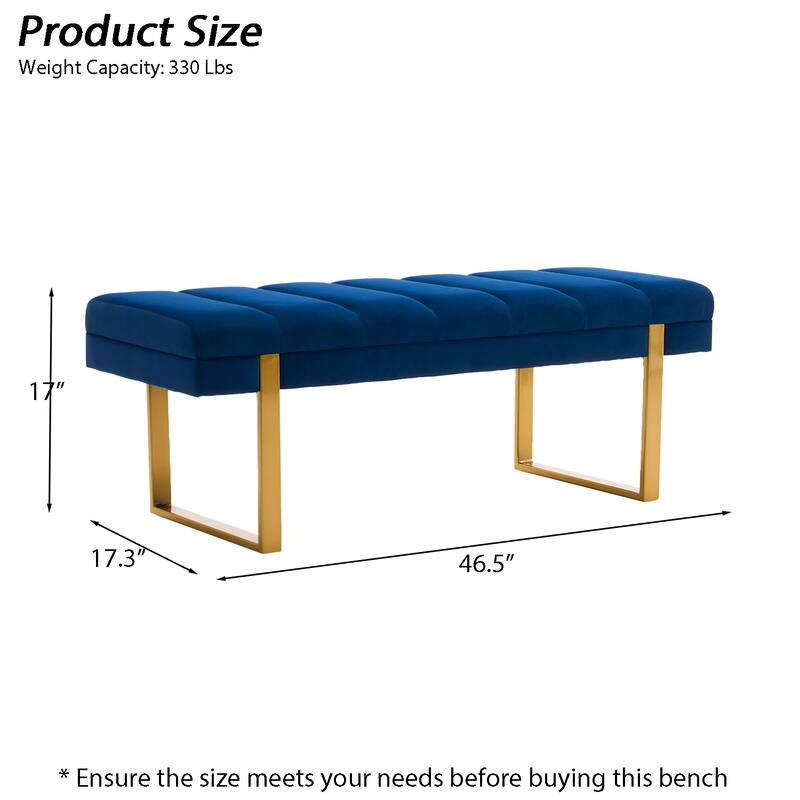 Upholstered Bedroom Bench Tufted Entryway Bench Modern End of Bed Bench Dining Bench with Gold/Black Metal Legs for Window
