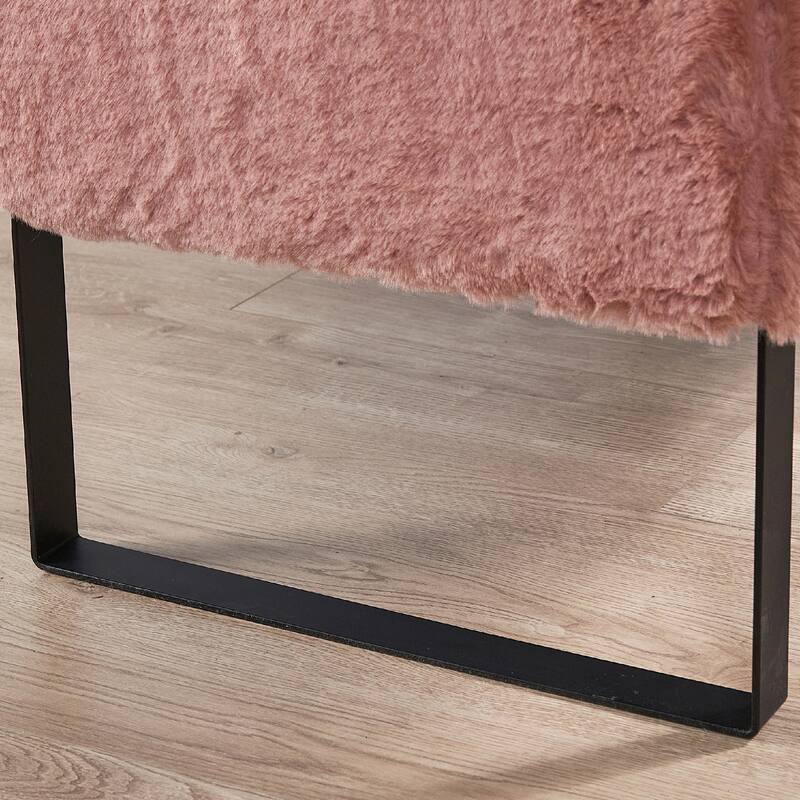 Heavy FauxFur Storage Ottoman with 2 Pillow Set