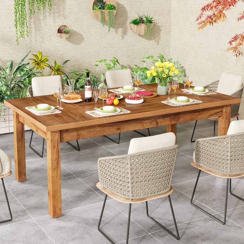 70.86" Wood Dining Table for 6-8 People with Thickened Solid Wood Legs