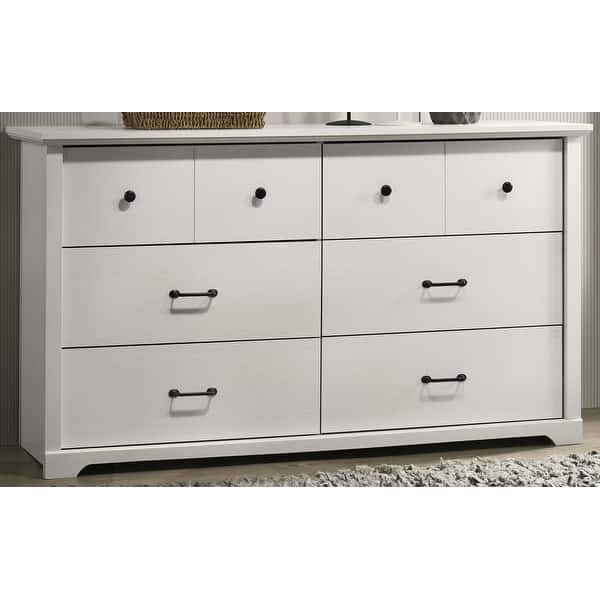 white dresser black handles Tall White Dresser For Bedroom, Mid Century Modern Dresser With Drawer main image 0
