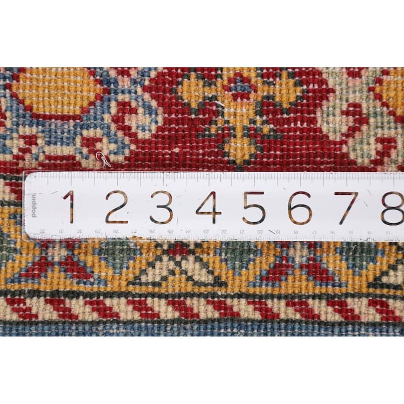 Striped Multi-Color Kazak Oriental Area Rug Handmade Wool Carpet - 4'0" x 5'11"