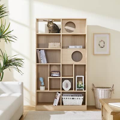 Furniture Style Cat Bookcase Cat Tree Shelves for Living Room