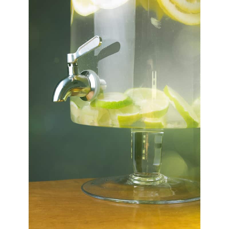 Glass Beverage Dispenser W Stainless Steel knob-Cold-2 Gallon(256 Oz) - 2 Gallon