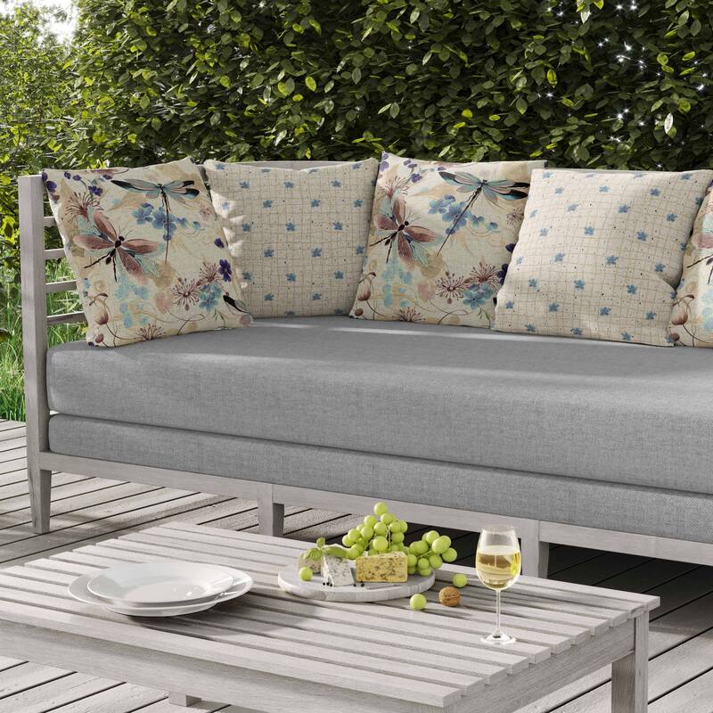 Wings in Motion Indoor/Outdoor Reversible Throw Pillow Blue and Beige
