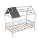 preview thumbnail 5 of 7, Grey-White Twin Size Wood House Bed With Fence