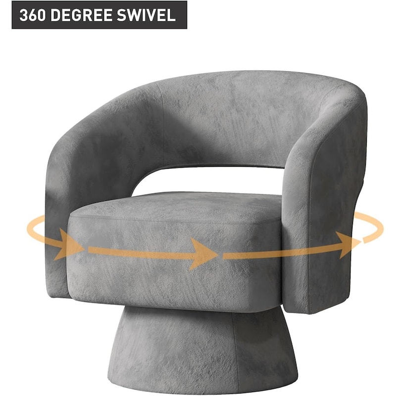 Swivel Barrel Chair,Velvet Accent Armchair 360 Degree Swivel Club Chair Vanity Chair for Living Room Bedroom Reception Room