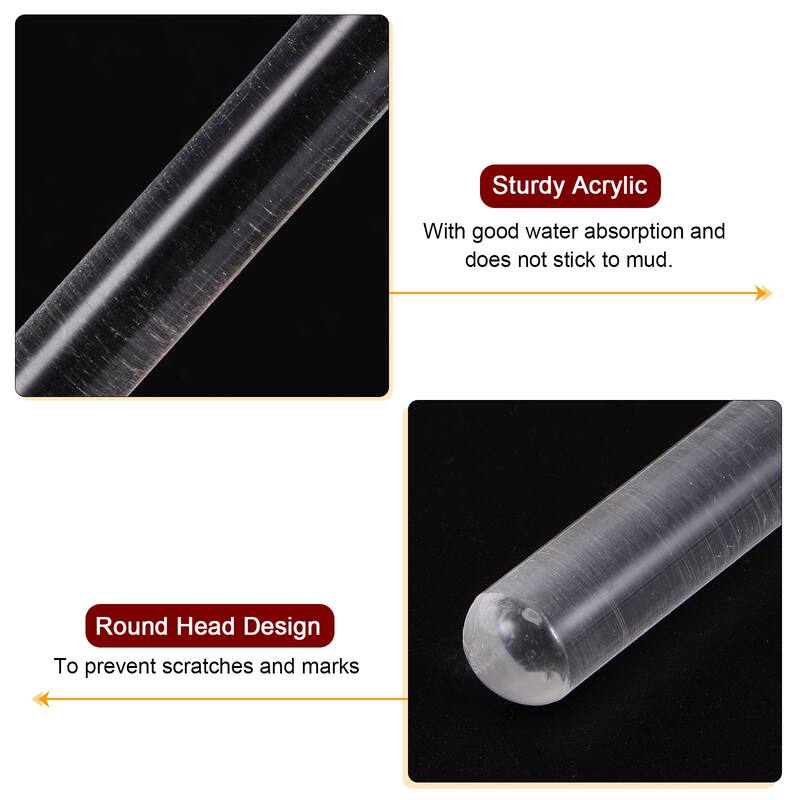 Acrylic Embossed Rolling Pin 16cm x 1cm Round Pattern - Transparent