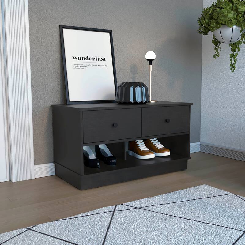 Storage Bench Lower Shelf And Two Drawers