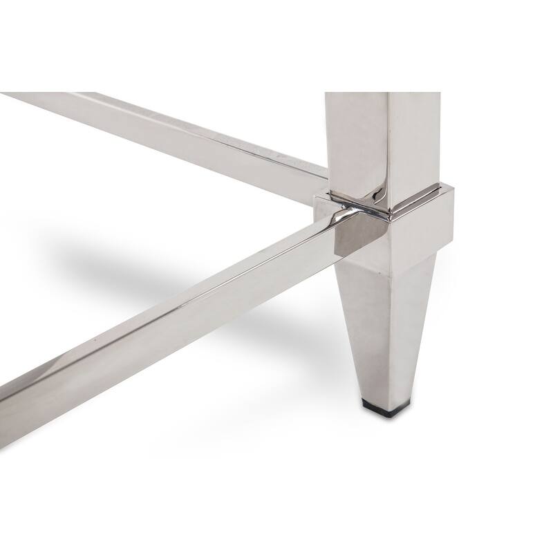 Modrest Agar Modern Glass & Stainless Steel Console Table