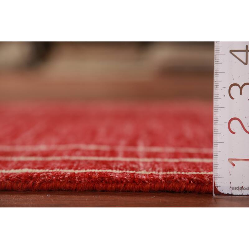 Red Gabbeh Kashkoli Oriental Runner Rug Hand-Knotted Wool Carpet - 2'7"x 10'2"