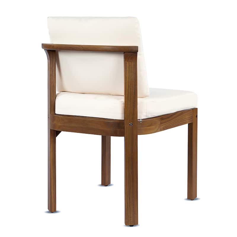Christopher Knight Home - Modern Wooden Outdoor Dining Chair with Cushions
