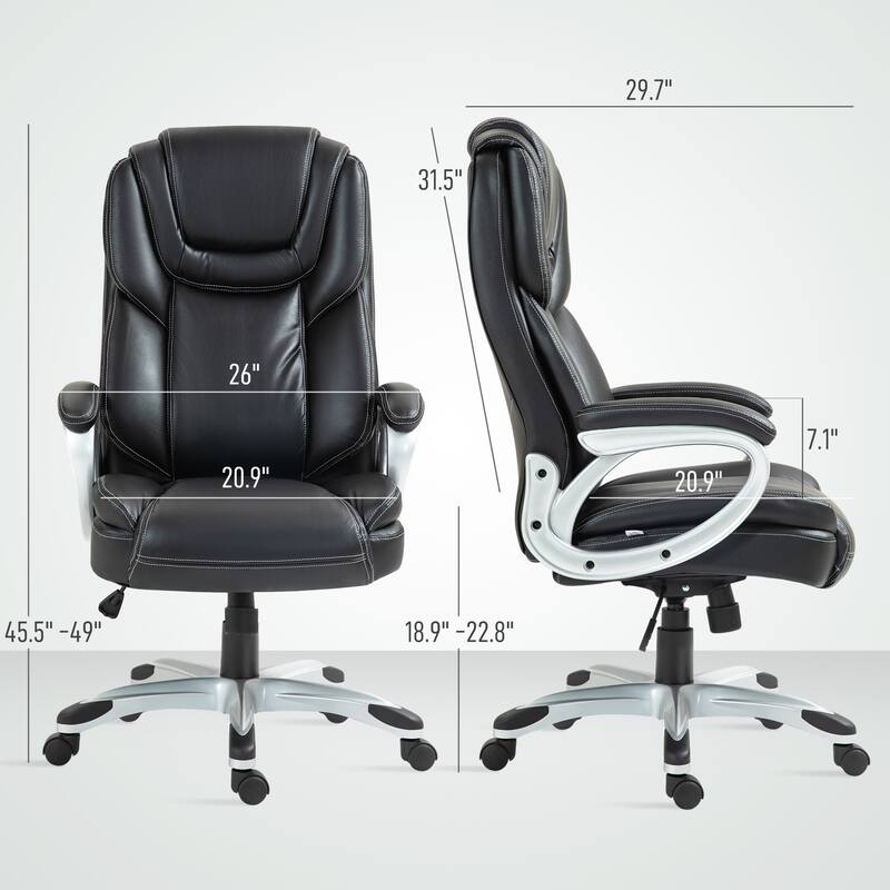 Black Office Chair - Ergonomic, Padded Arms & Swivel for Modern Workspace