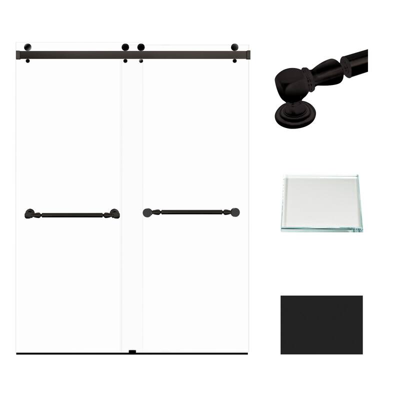 Transolid BYPT608010L-N 80" High x 60" Wide Bypass Frameless Shower - Matte Black