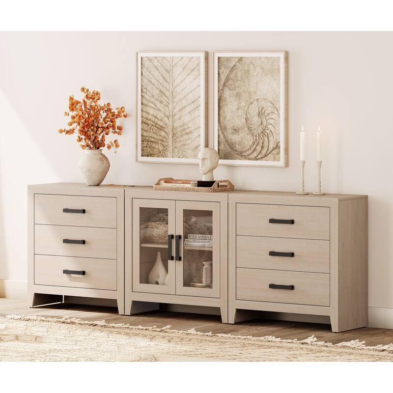 WAMPAT TV Stand for TVs up to 85 Inch, 3 in 1 Multifunction Entertainment Center with Drawers and Glass Doors - n/a