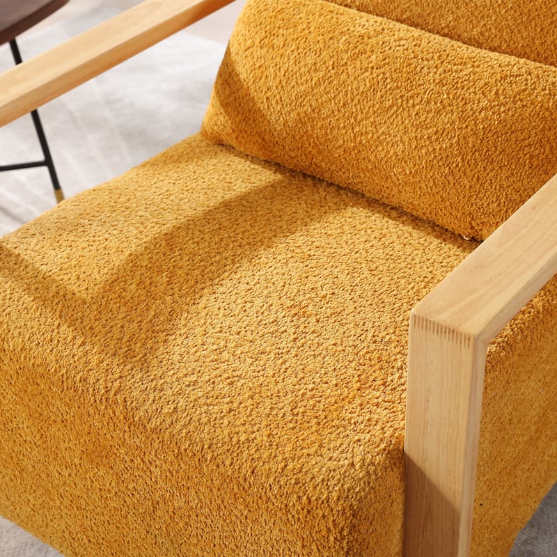 Mid-Century Boucle Upholstered Swivel Armchair With Pillow
