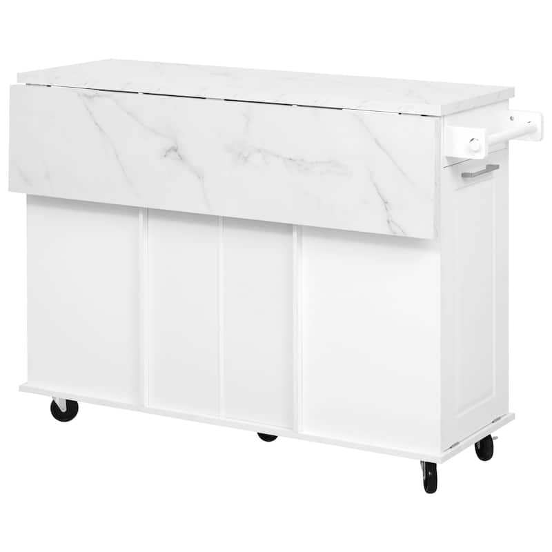 Morden 50.7" Kitchen Island with Storage Tilt Trash Can Cabinet and 2 Drawers