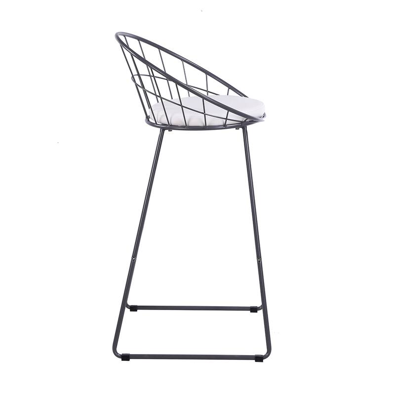 29" Modern Grey Bar Stools Upholstered Counter Stools, Set of 2 - 21" L x 18" W x 38" H