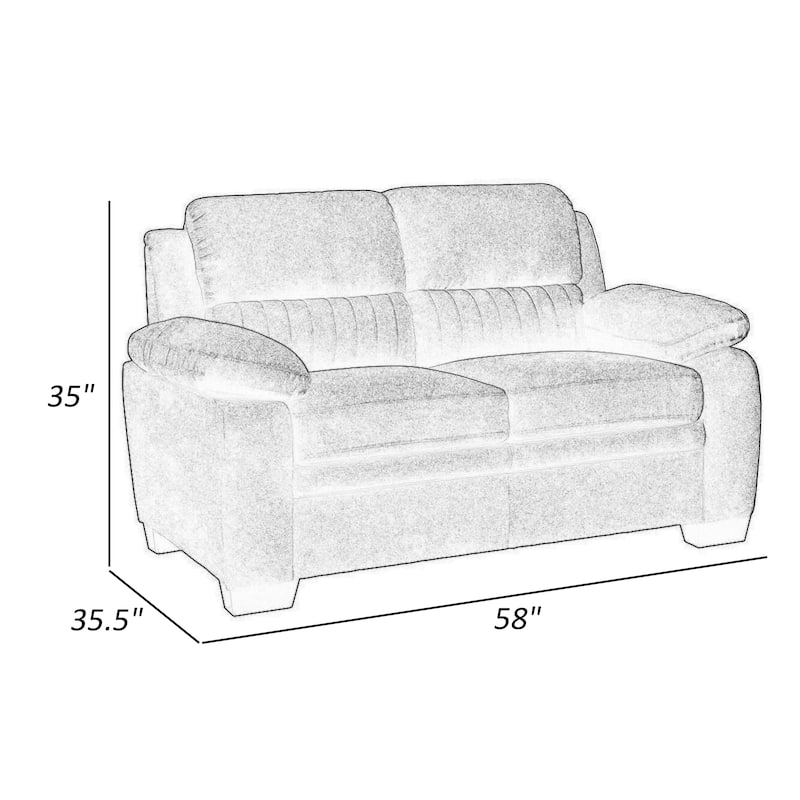 Hugh 58 Inch Loveseat, Dark Gray Polyester, Foam Cushioned, Solid Wood