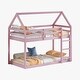 preview thumbnail 6 of 5, Pink Twin over Twin House-Shaped Bunk Bed with Ladder, Guardrails, and Low Height Design