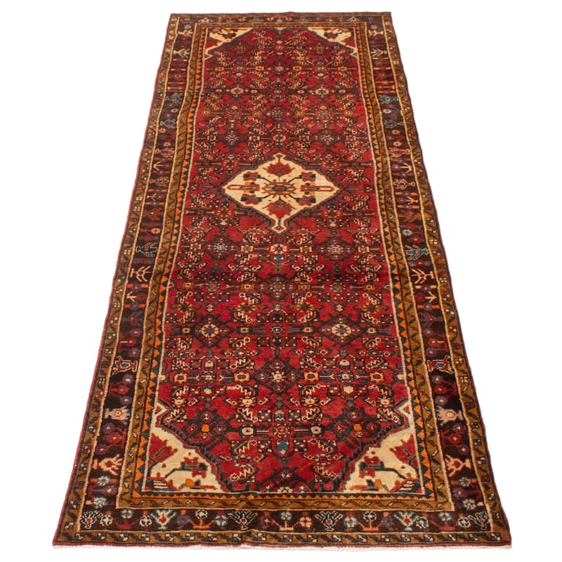 ECARPETGALLERY Hand-knotted Andelz Red Wool Rug - 3'10 x 10'6