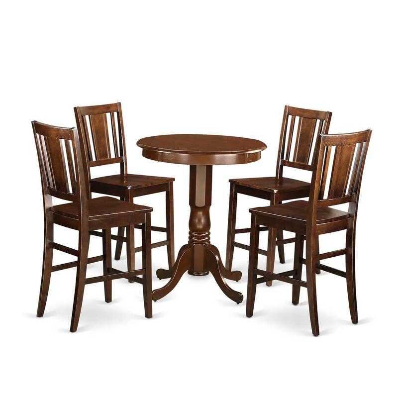 Counter Height Dining Set - 5 Piece Round Table & Chairs - Rustic Modern Design