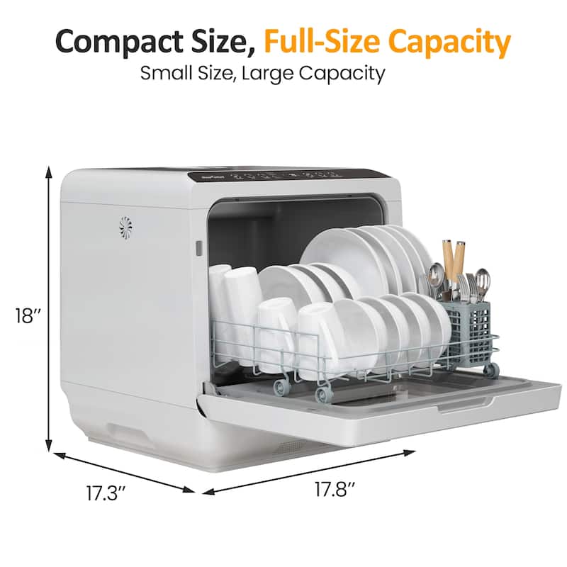 Portable Countertop Dishwasher 18", 152oz Built-in Water Tank, 6 Wash Programs - N/A