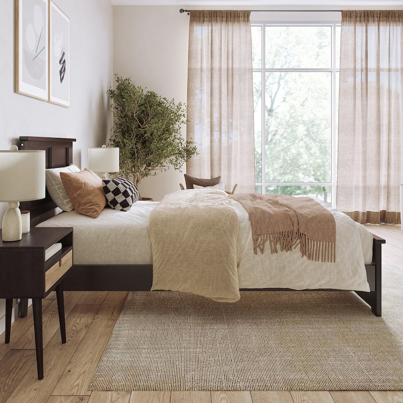 Charlotte Solid Wood Low Profile Platform Bed with Matching Footboard