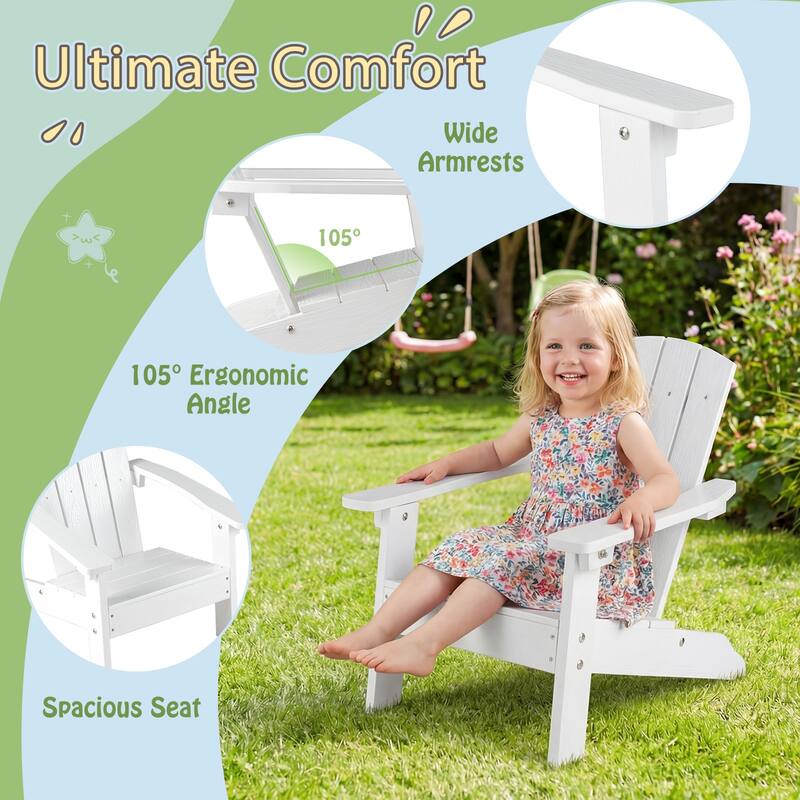 Gymax 4PCS Kid's Adirondack Chair All-Weather HDPE Toddler Lawn Chair