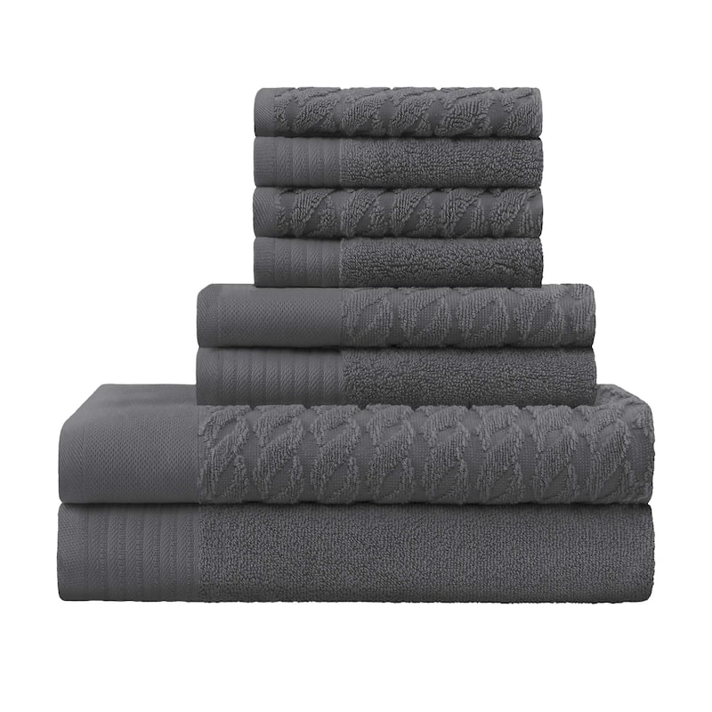 Turkish Cotton 8 Piece Herringbone and Solid Towel Set by Superior