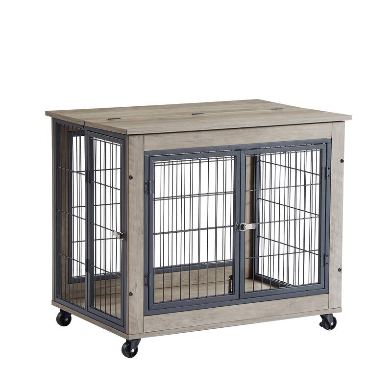 JHX Furniture Dog Cage Crate with Double Doors