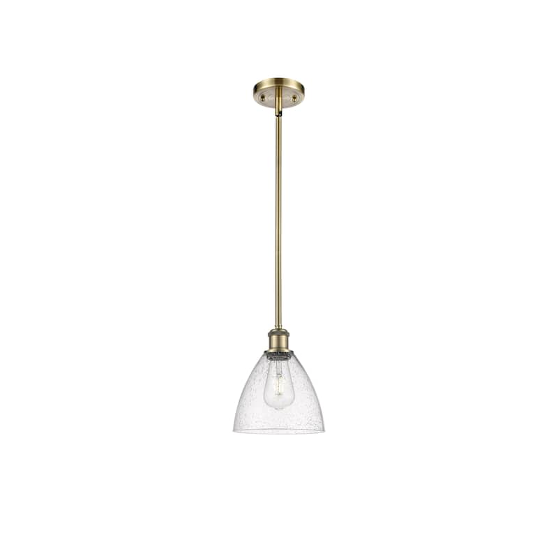 Innovations Lighting Bristol Glass 1 Light 8" Mini Pendant - Antique Brass/Seedy