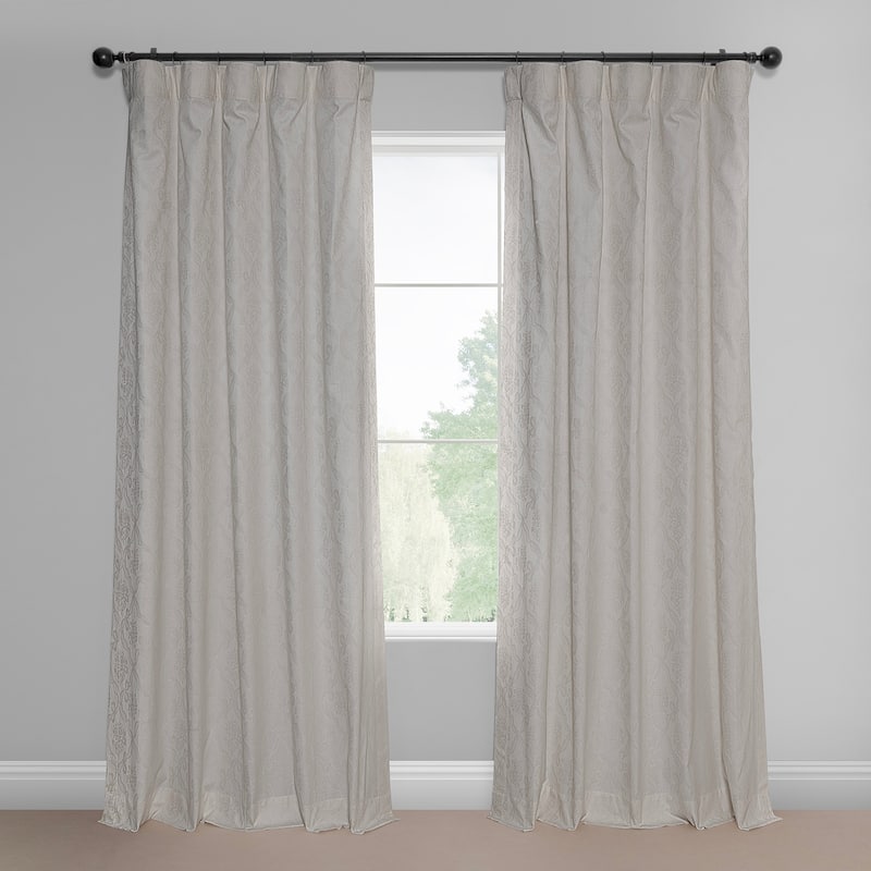 Exclusive Fabrics Geometric Cotton Craft Rod Pocket Sheer Curtains For Bedroom & Living Room Curtains Pair (2 Panels) - 51 X 84 - Nature's light tan Embossed