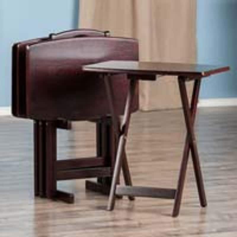 Set of 5 Dark Brown Folding Snack Table 25.50"