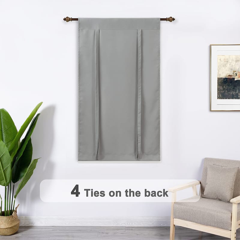DriftAway Blackout Thermal Insulated Solid Gray Rod Pocket Tie Up Roman Shades - 25"x47"