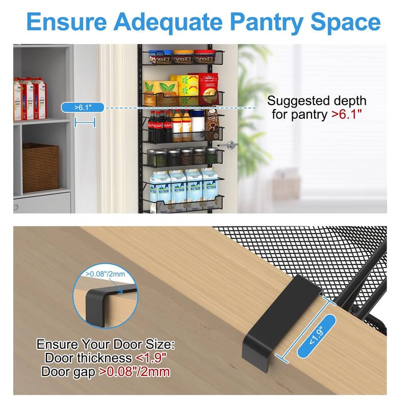 Over The Door Pantry Organizer,8-Tier Over The Door Organizer with Adjustable Basket,Pantry Door Organization