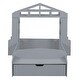 preview thumbnail 7 of 11, Gray Twin Size Solid Wood House Bed with Bench and Shelves