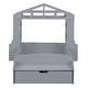 preview thumbnail 7 of 11, Gray Twin Solid Wood House Bed with Bench & Shelves